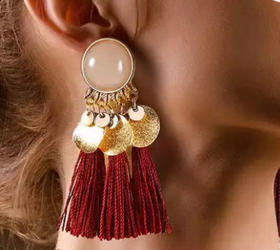 Crystal Long Drop Cotton Earring