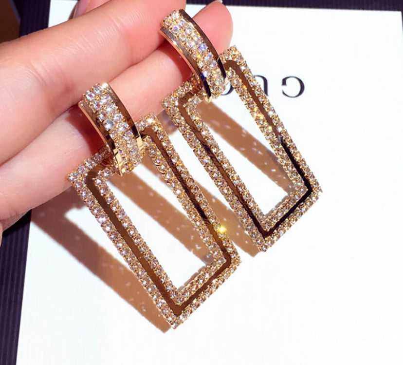 Rectangular Rhinestone Earring