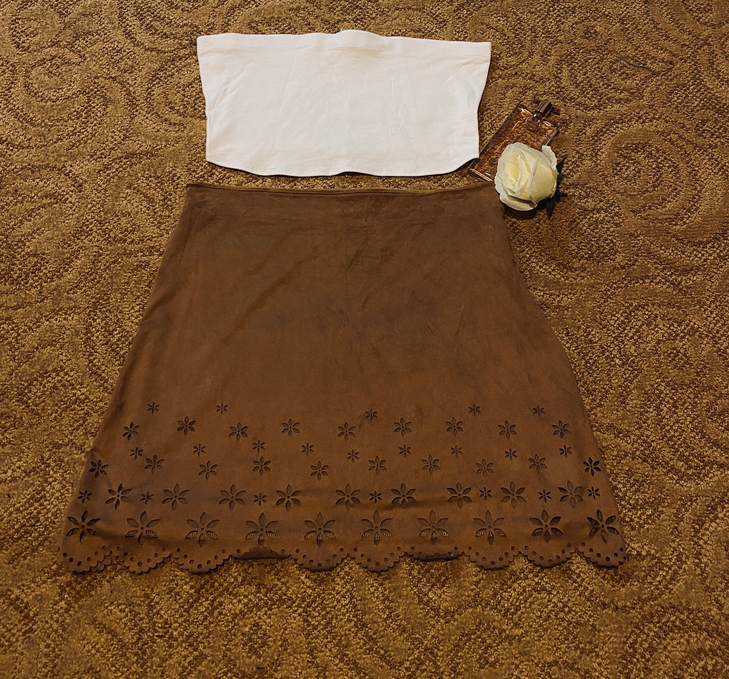 Flower Decorated Mini Skirt Women