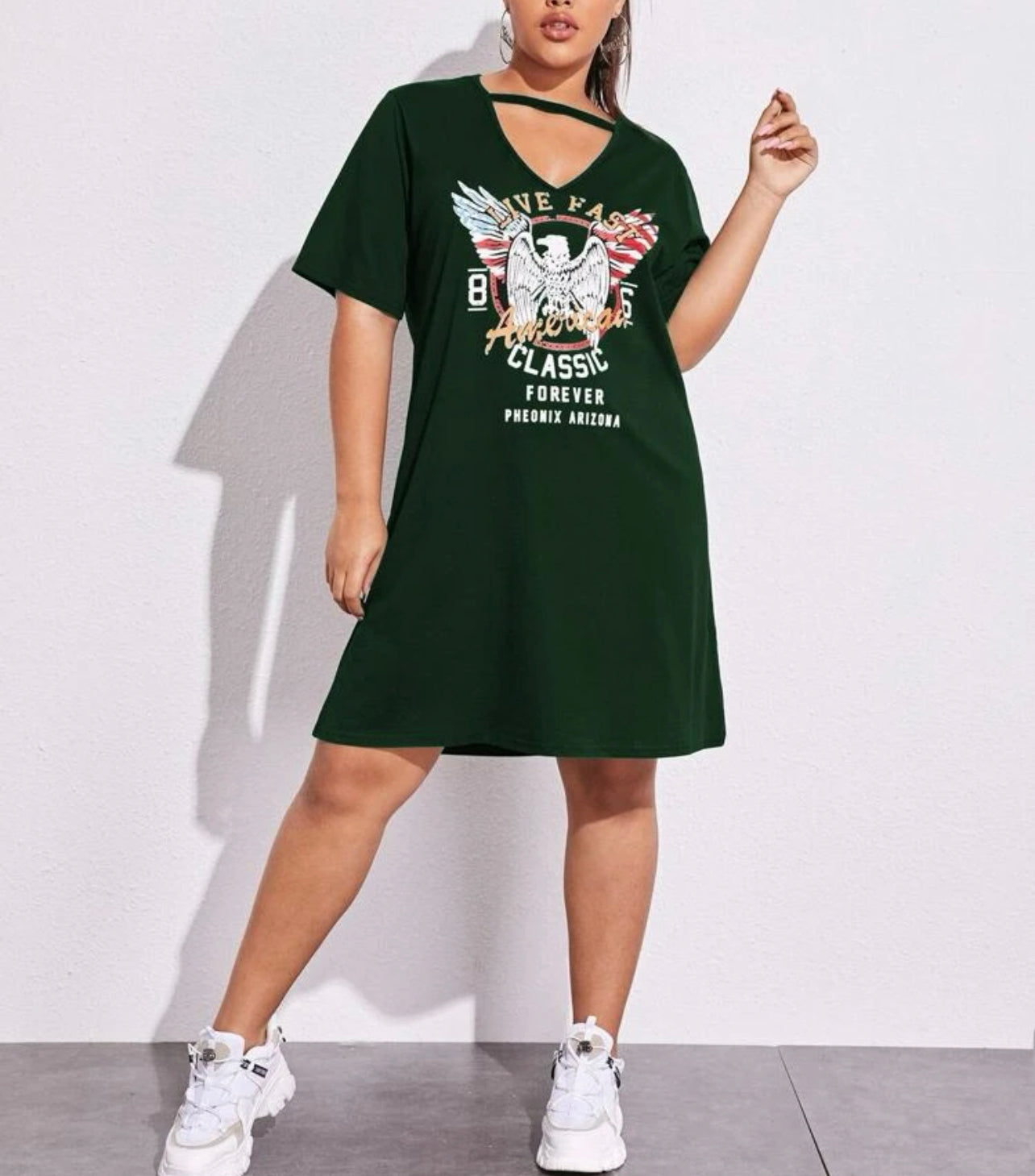 Keyhole Plus Tee Shirt Dress