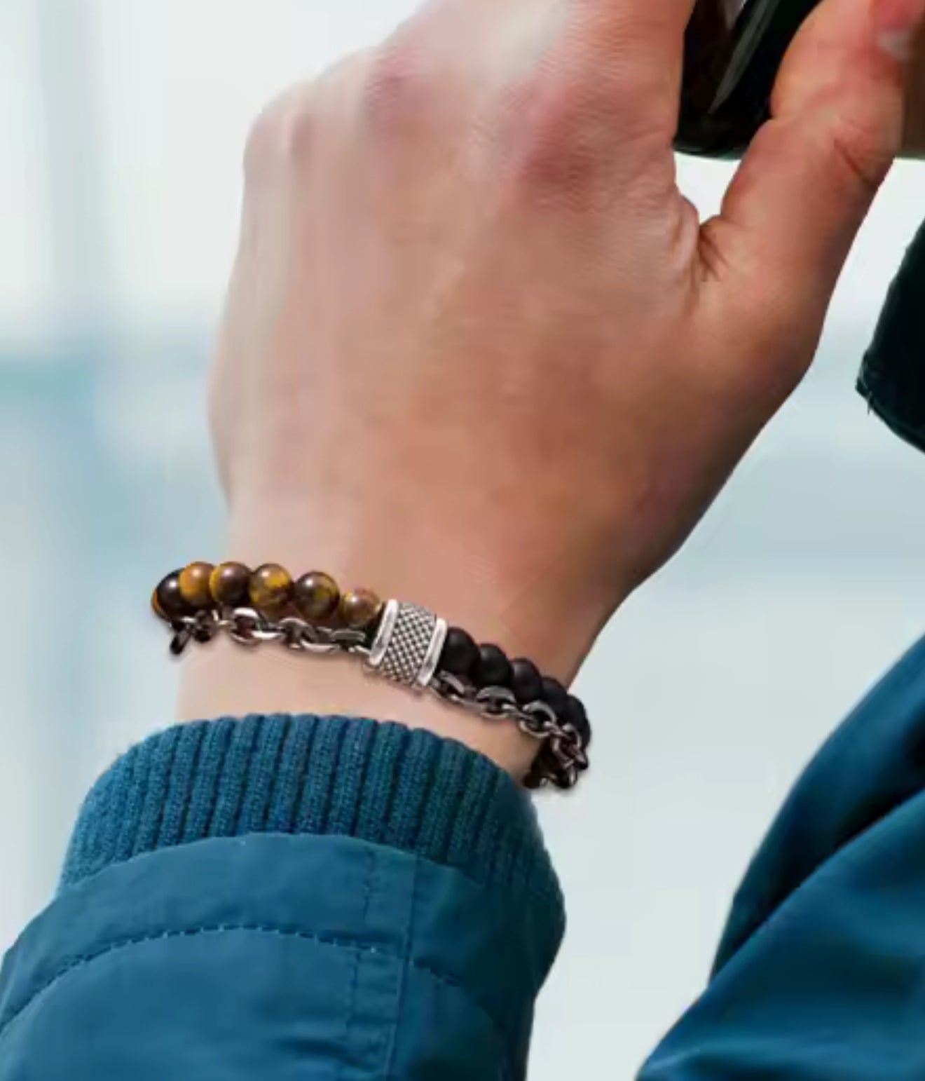 Lava Onyx MenBracelet