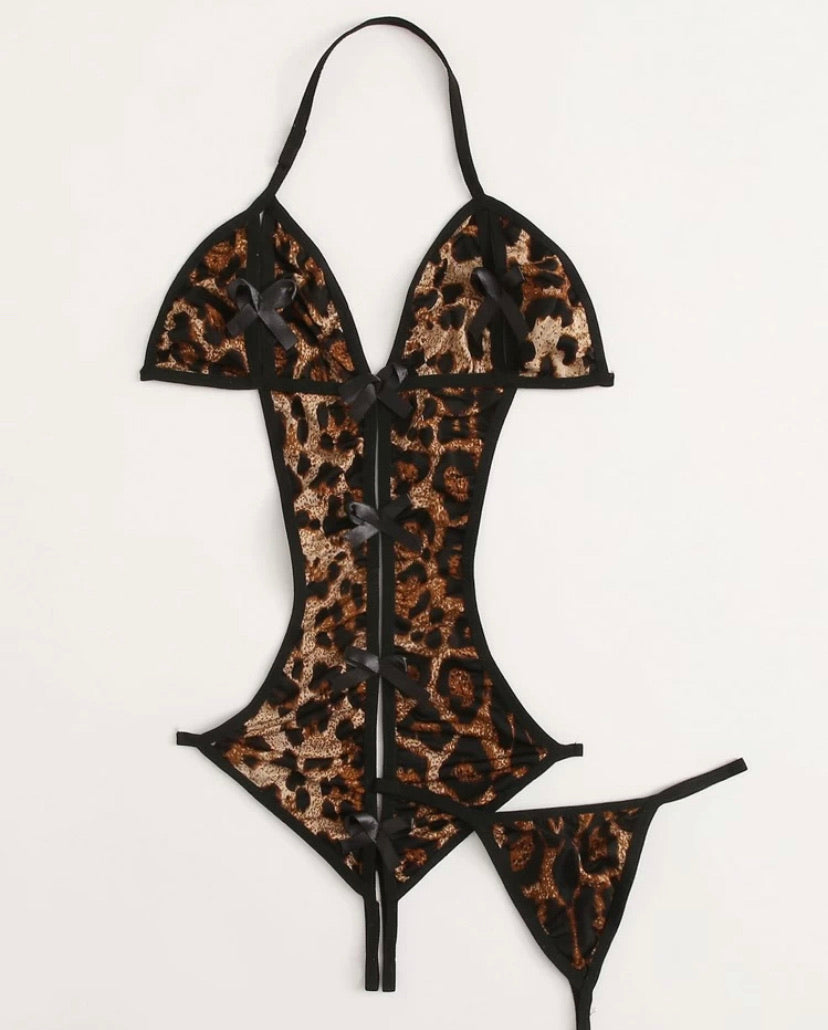 Leopard Crotchless Lingerie