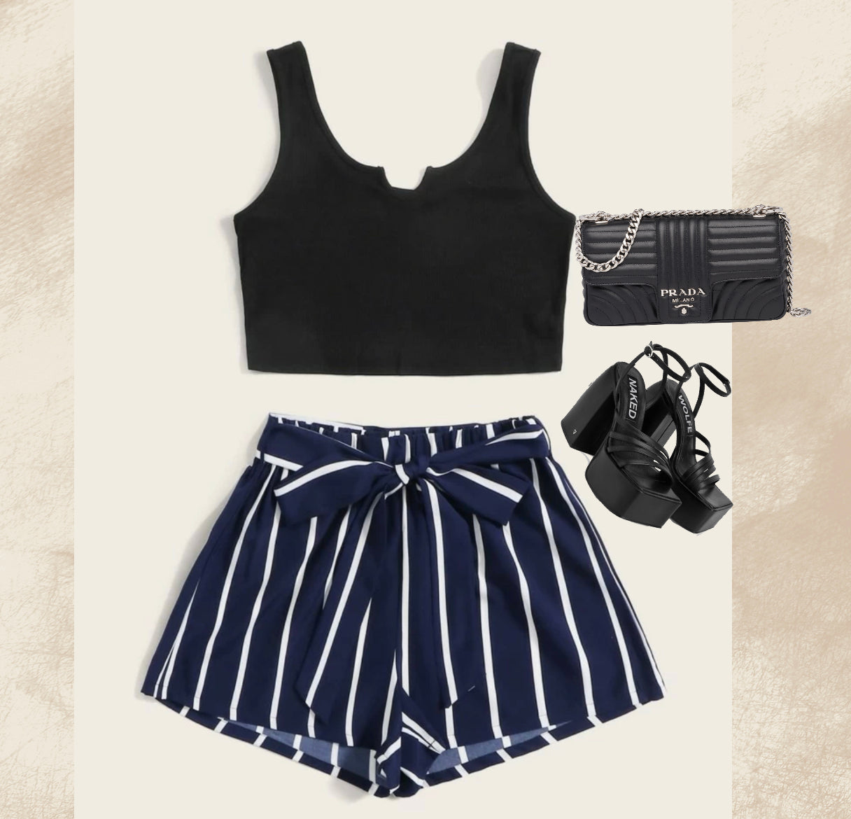 Notch Top Shorts Set