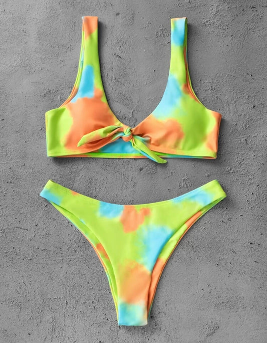 Neon Tie Dye Bikini Swimsuit