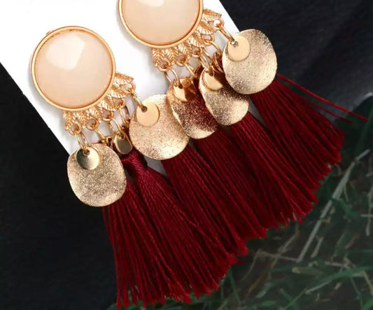 Crystal Long Drop Cotton Earring