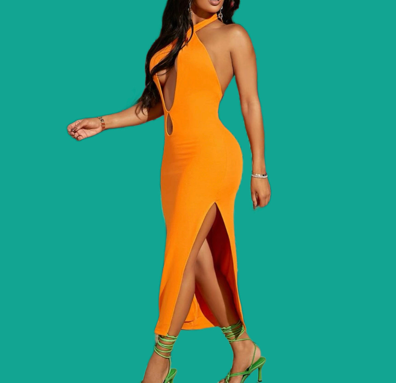 Sweet Tangerine Halter Dress