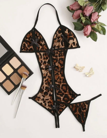 Leopard Crotchless Lingerie