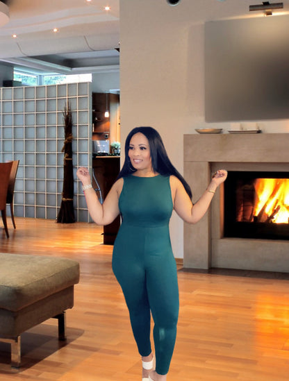 Liz Emerald Jumpsuit (belt not included)