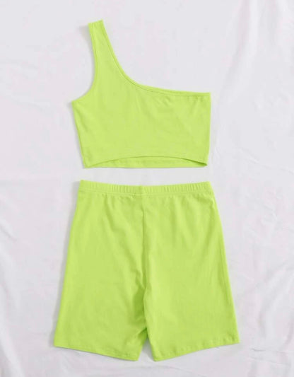 Neon Biker Active Shorts Set