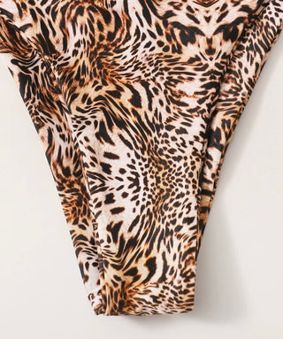 Leopard Print High Cut Swimsuit