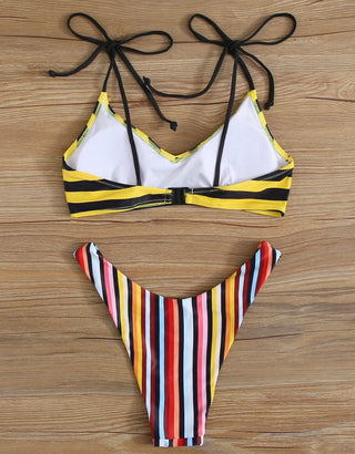 Stripy Wireless Bikini Swimsuit