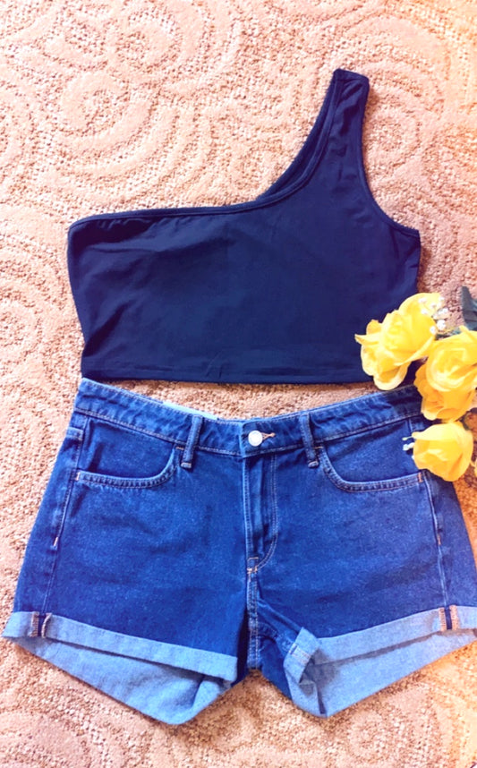 Mid-thigh Denim Shorts