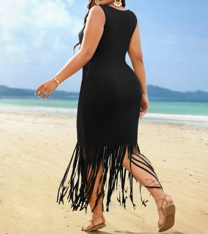 African Sun Tassel Plus Dress