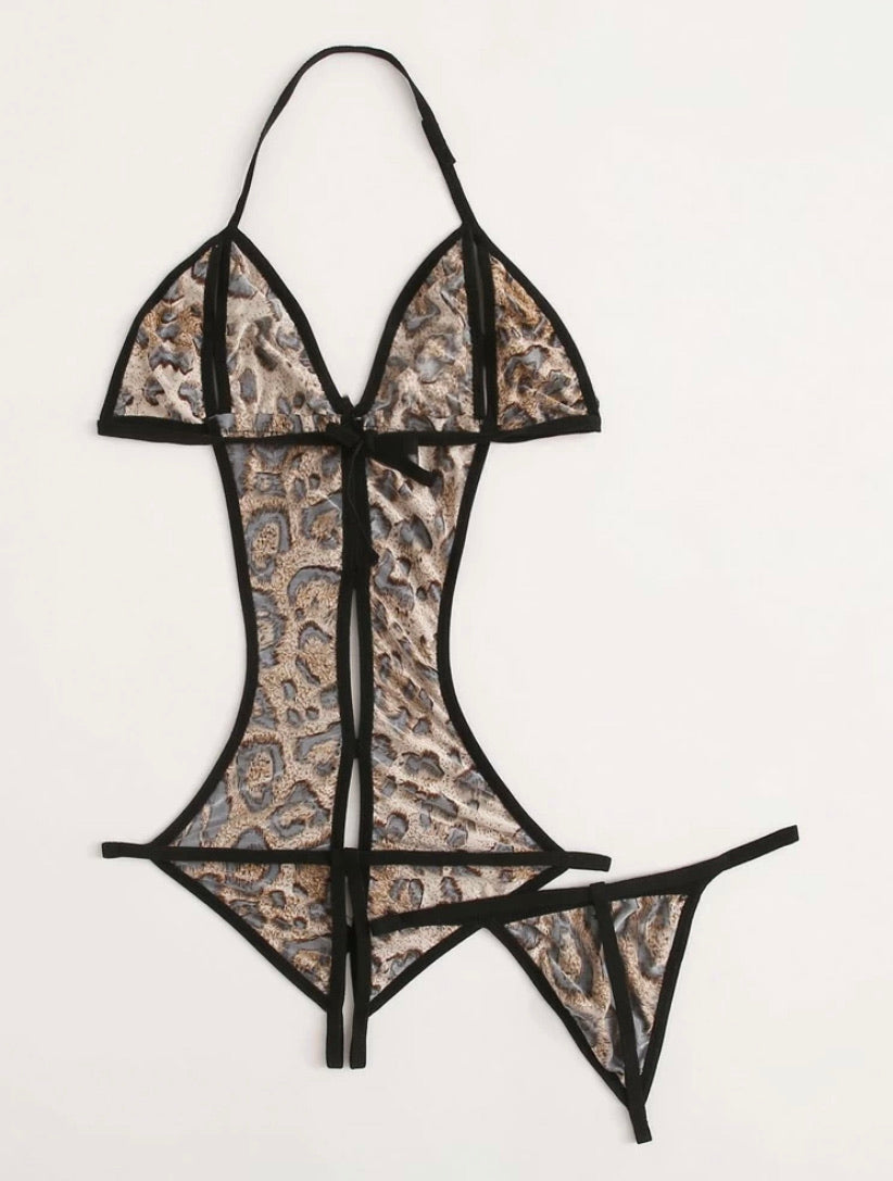 Leopard Crotchless Lingerie