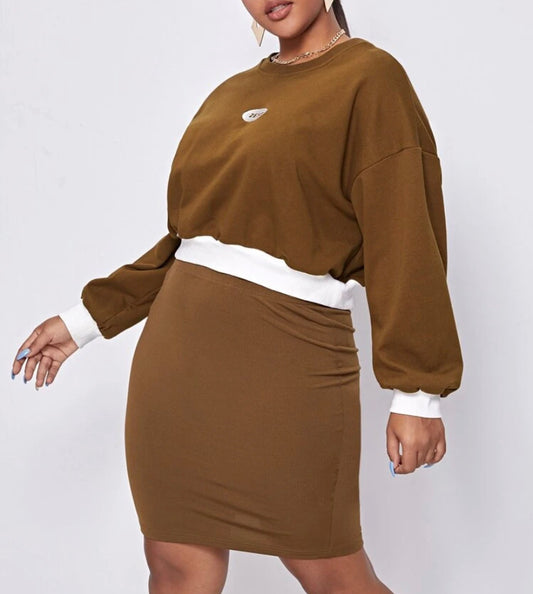 Plus size Chocolate Milk Skirt Set