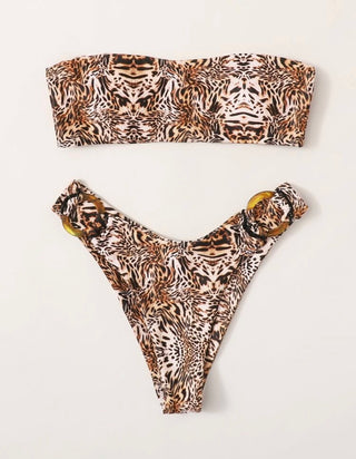 Leopard Print High Cut Swimsuit