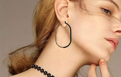 Matte Square Loop Hoop Earring