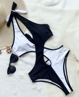 Crisscross Black/White Swimsuit