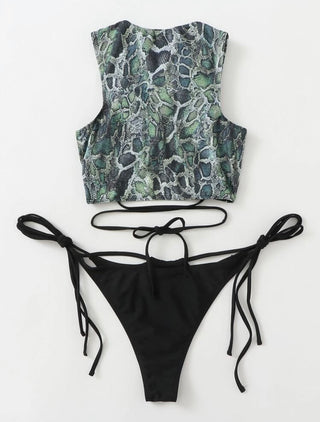 Side-tie Snake Print Swimsuit